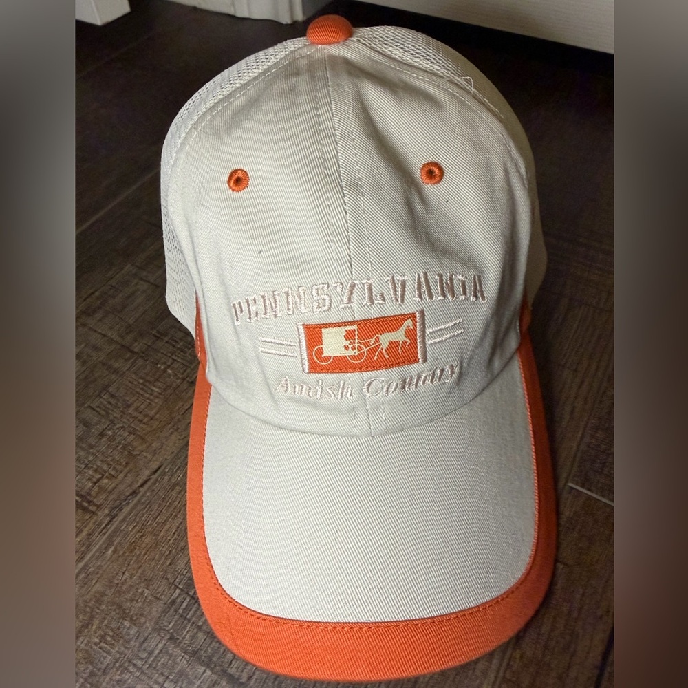 Beige and Orange Pennsylvania Amish Country Cap